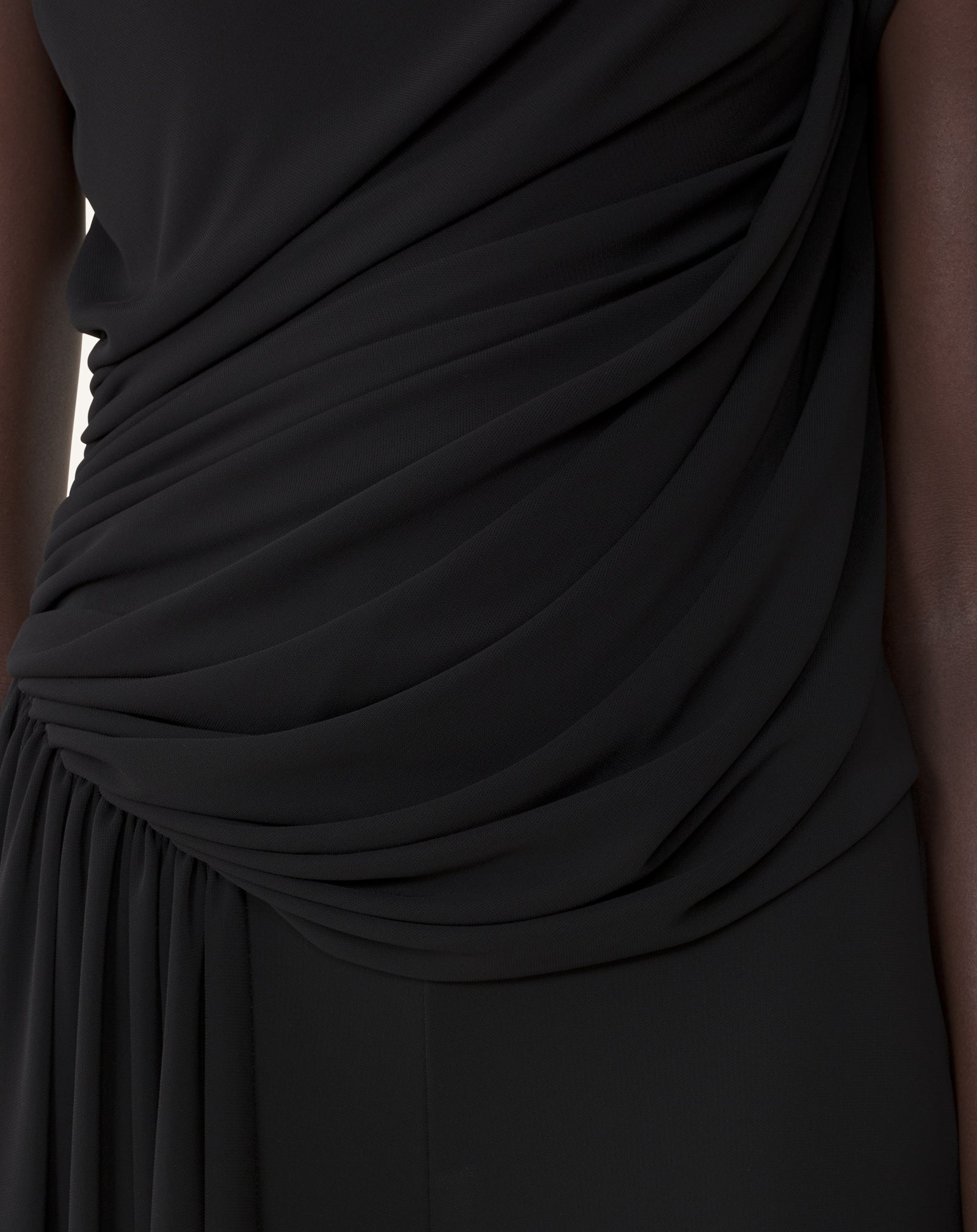 BLACK DRAPED JUMPSUIT IN CREPE JERSEY