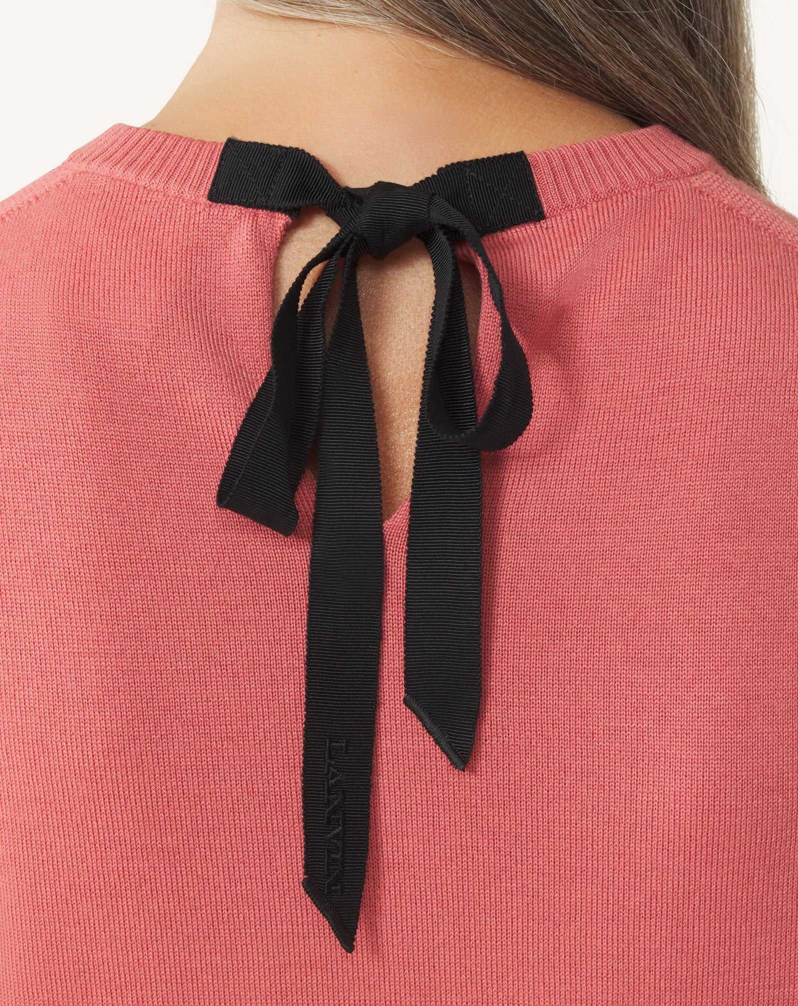 PINK WOOL SWEATER WITH GROS GRAIN DETAIL