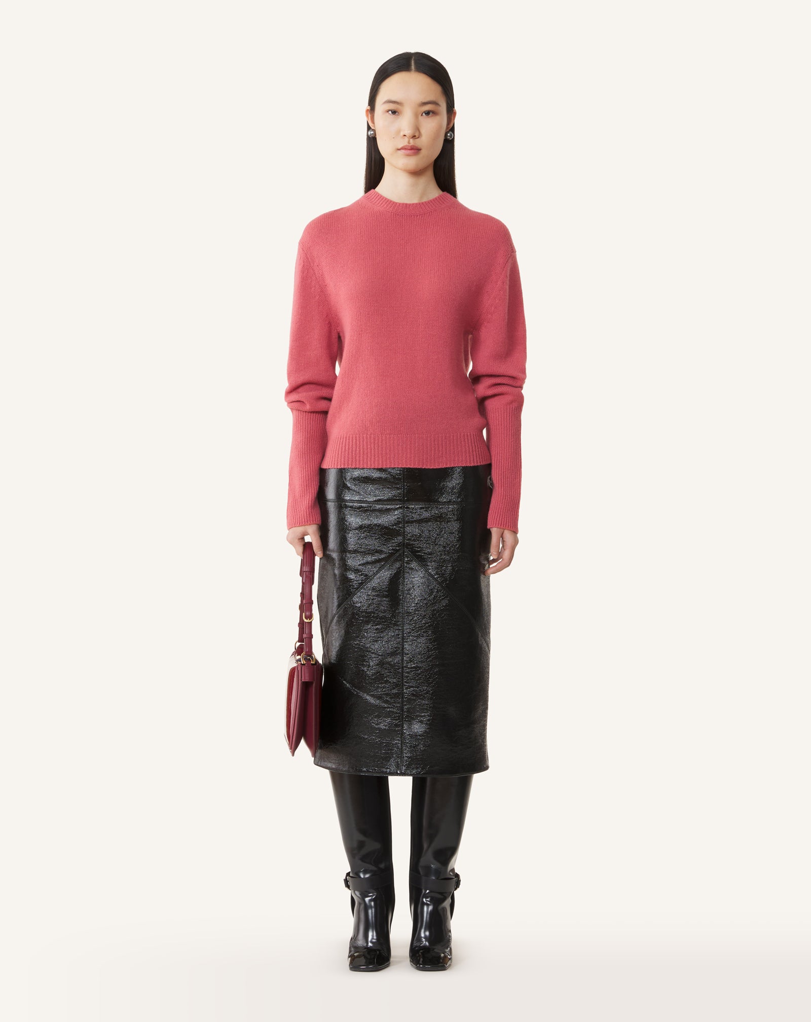 Pink Cashmere Sweater With Grosgrain Detail | Lanvin