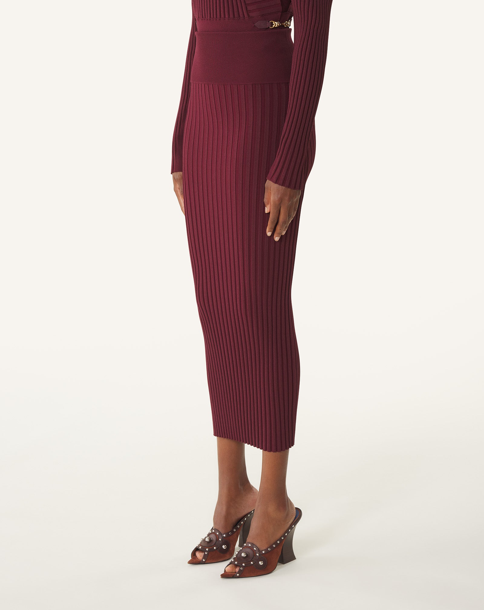 RED MIDI SKIRT IN VISCOSE