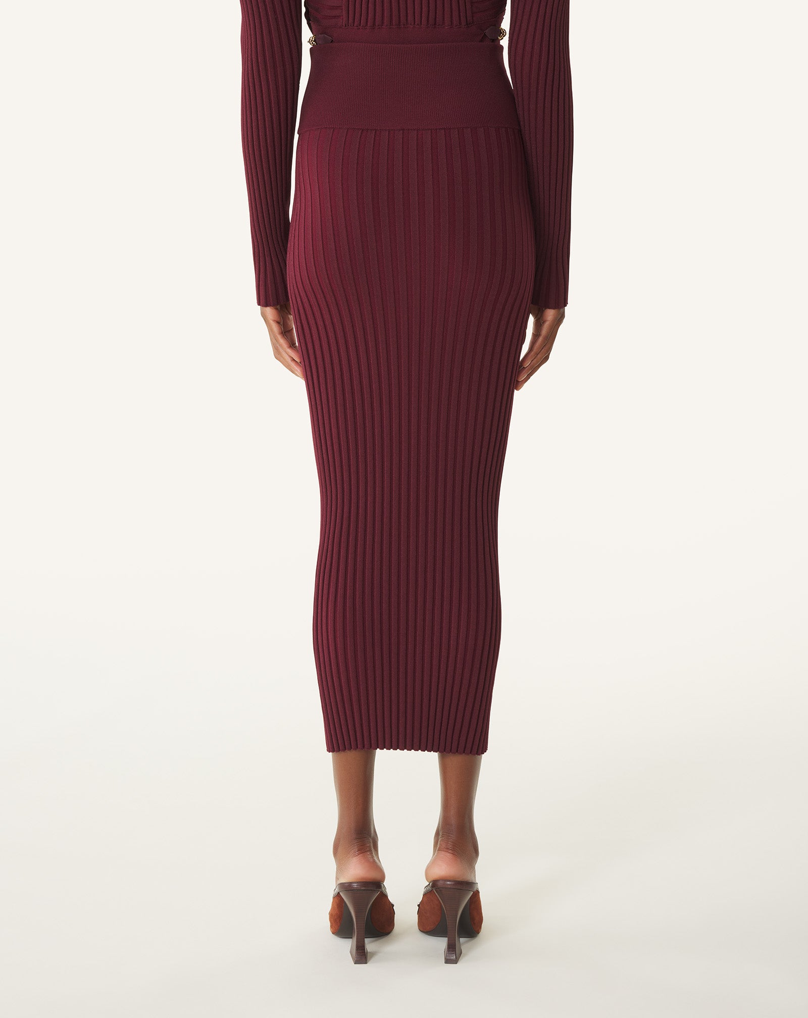 RED MIDI SKIRT IN VISCOSE