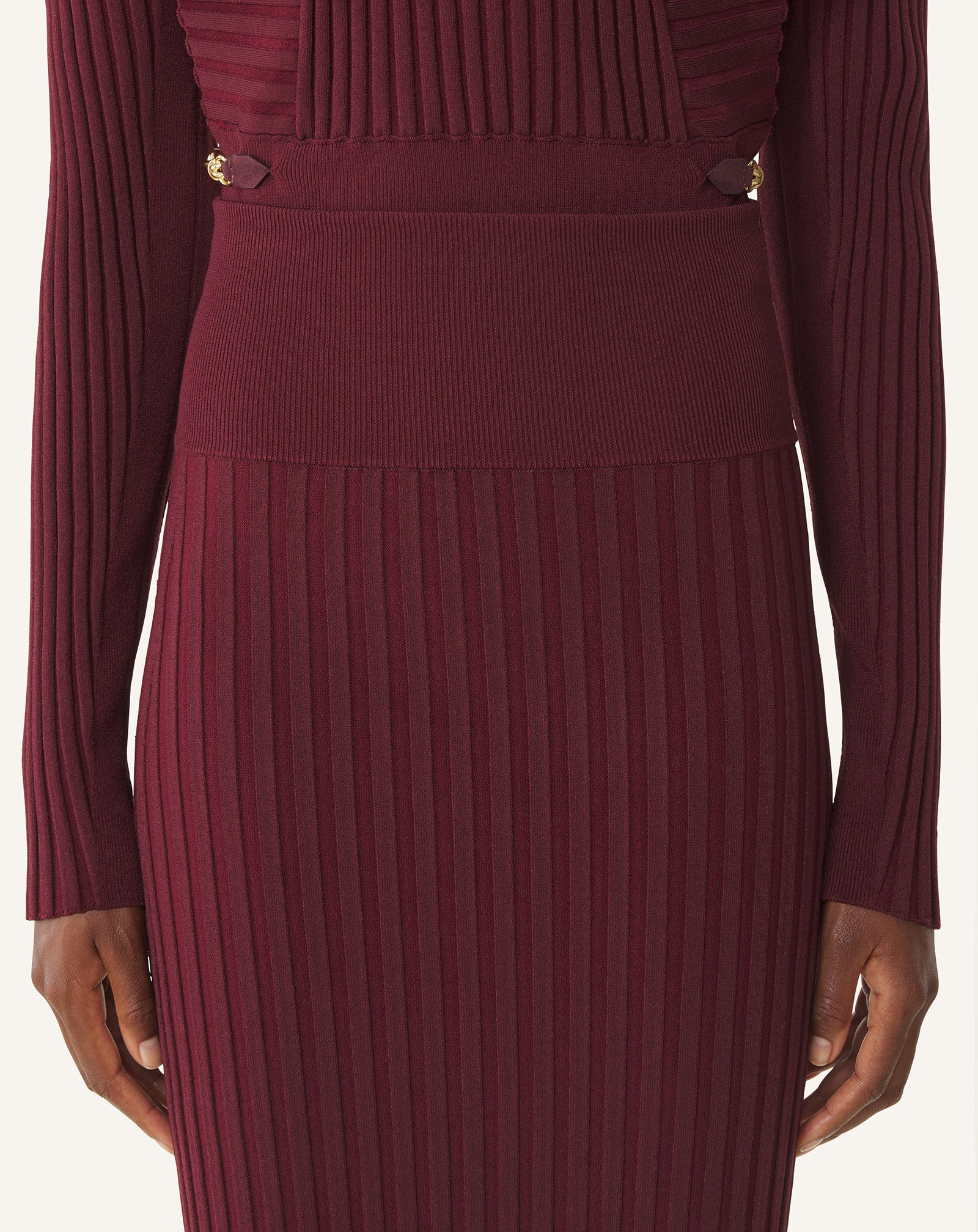 RED MIDI SKIRT IN VISCOSE