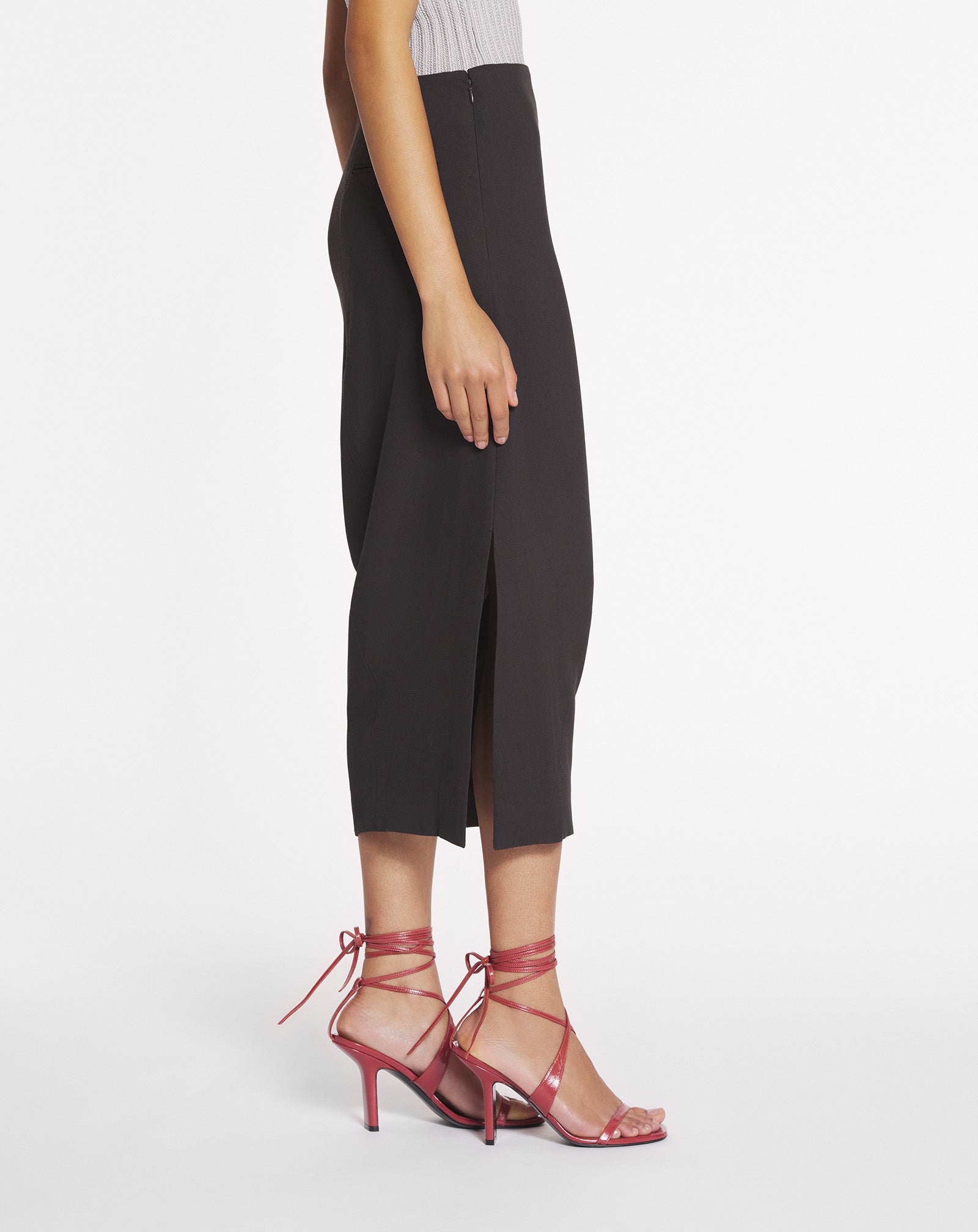 MIDI SKIRT IN WOOL AND VISCOSE