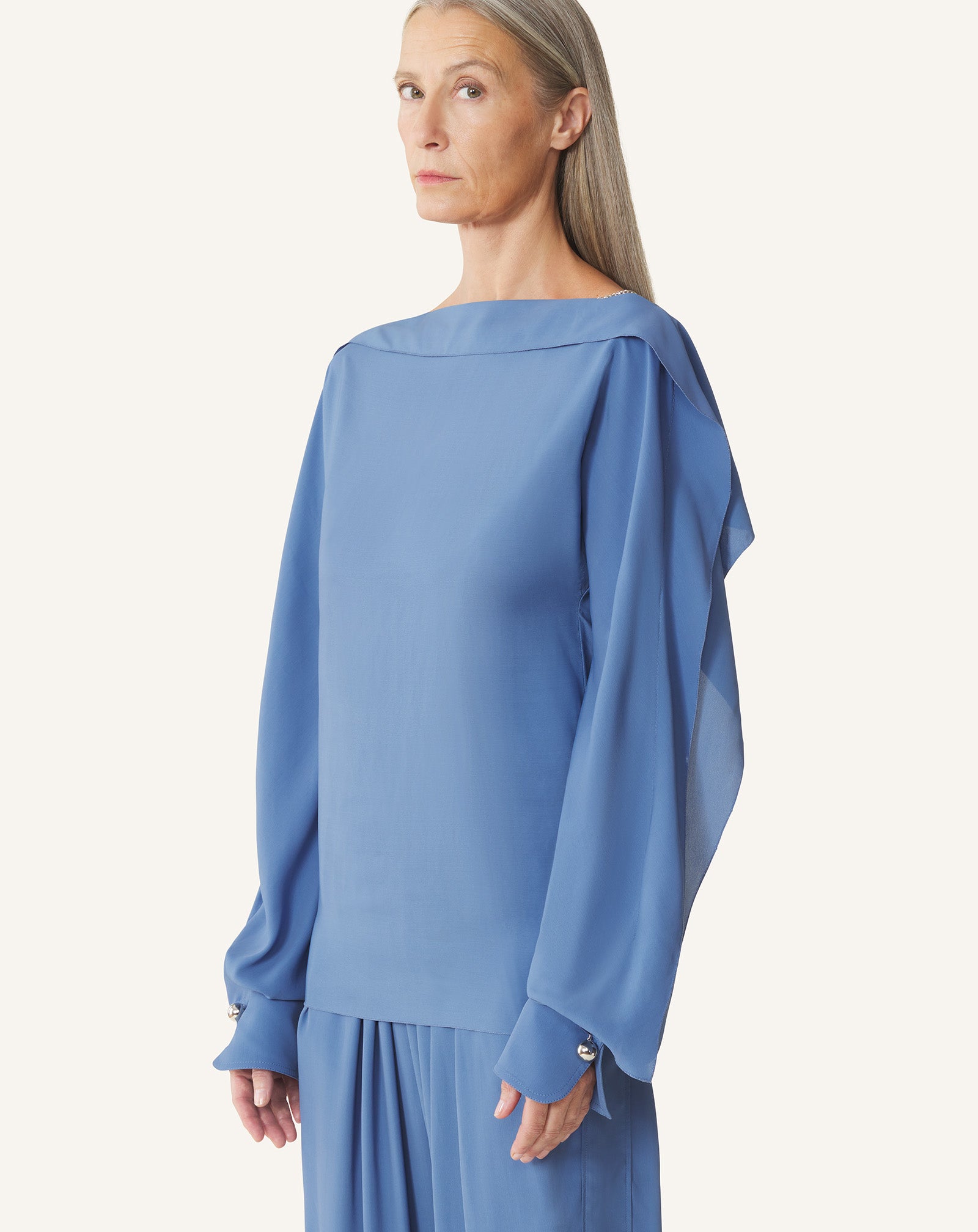 LONG-SLEEVED TOP IN CREPE DE CHINE
