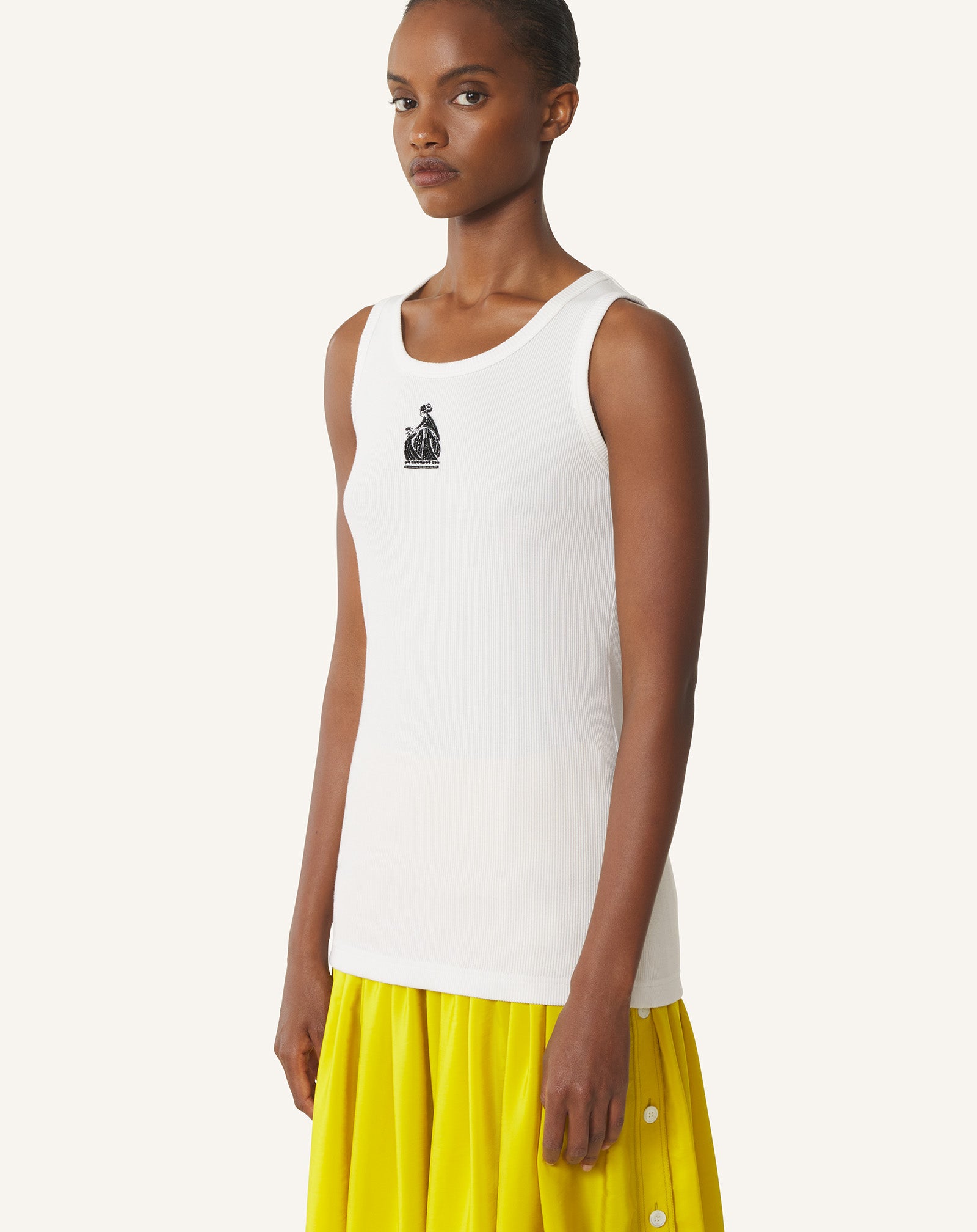 WHITE MOTHER AND DAUGHTER RIBBED TANK TOP