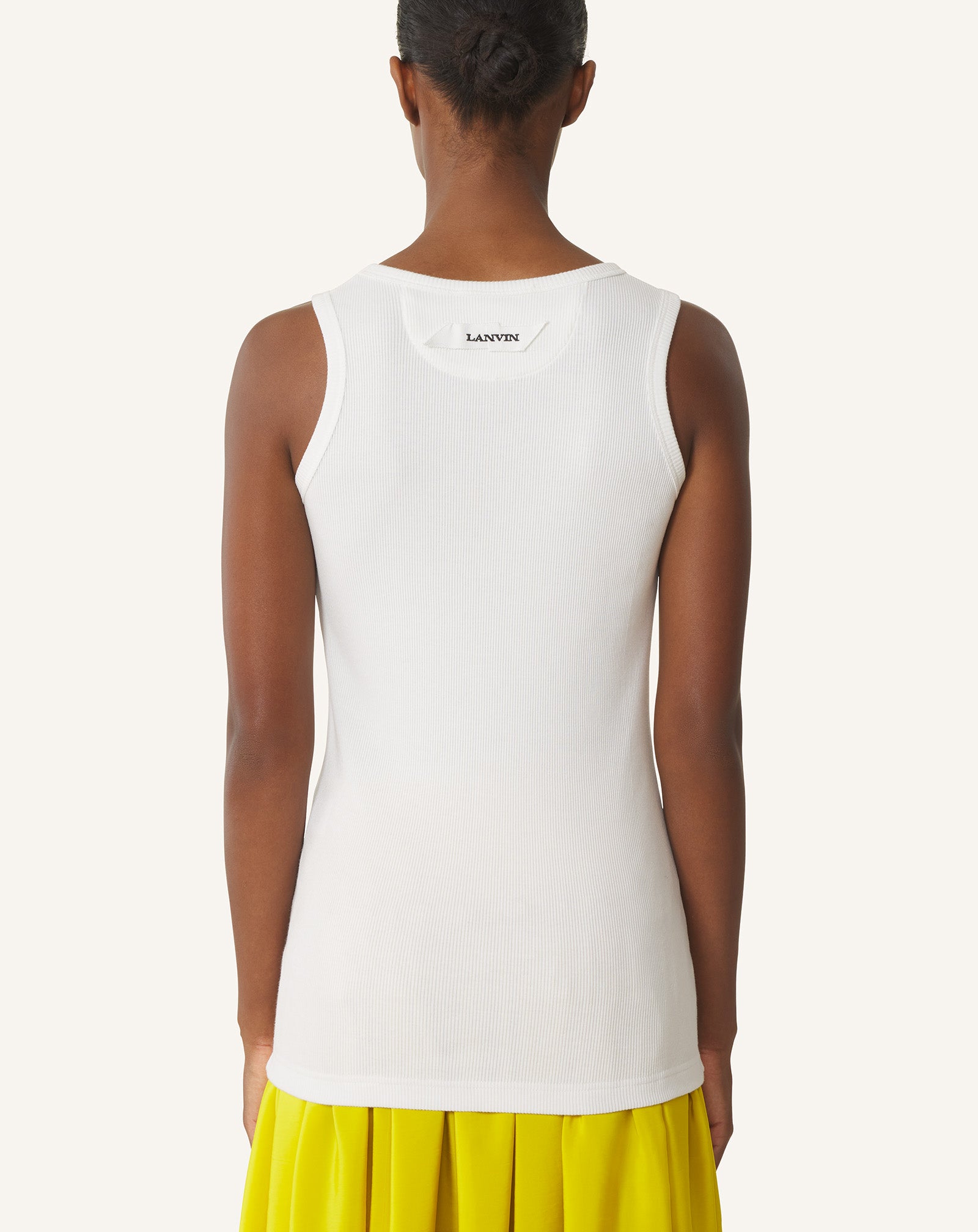 WHITE MOTHER AND DAUGHTER RIBBED TANK TOP