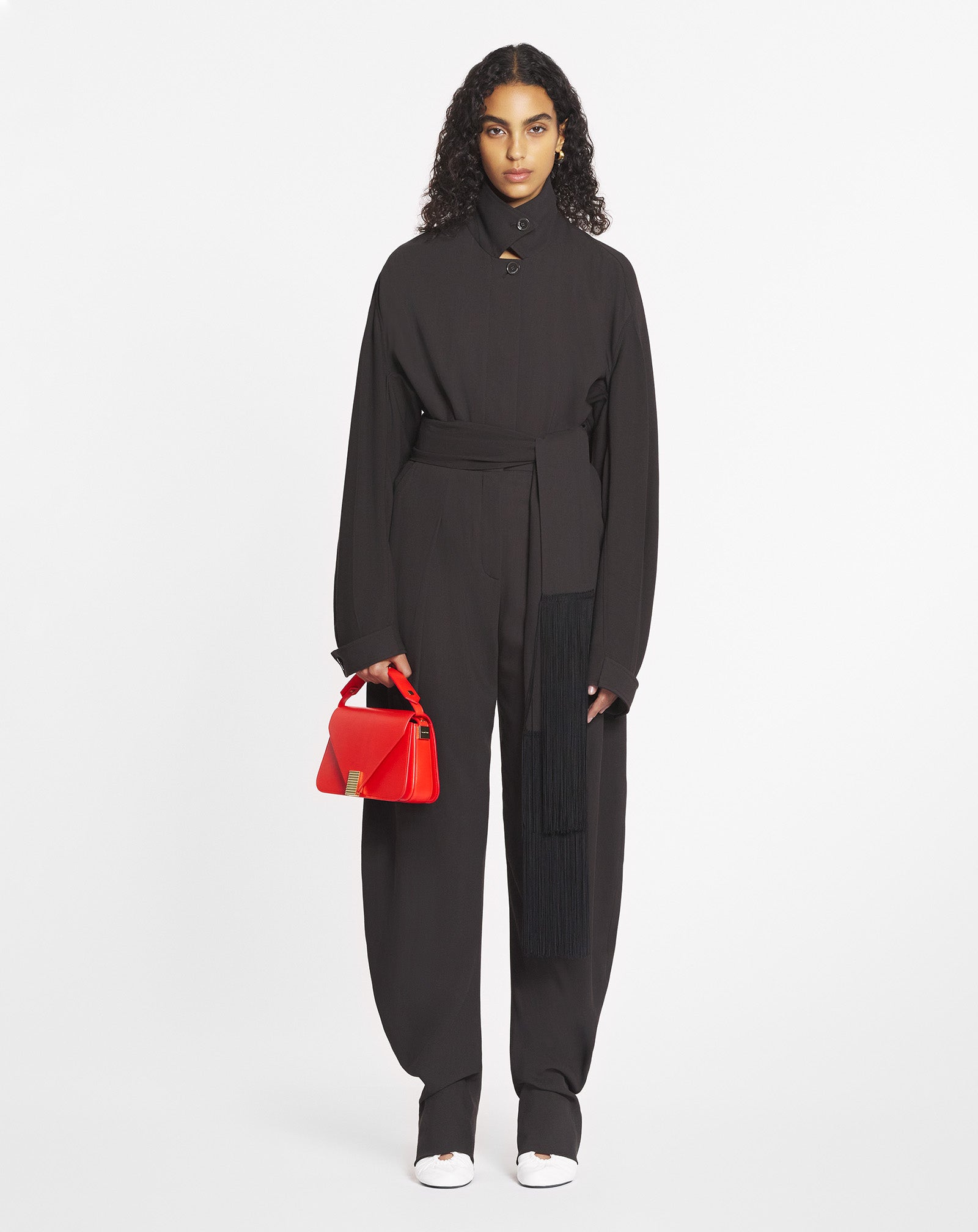 WOOL AND VISCOSE BARREL PANTS