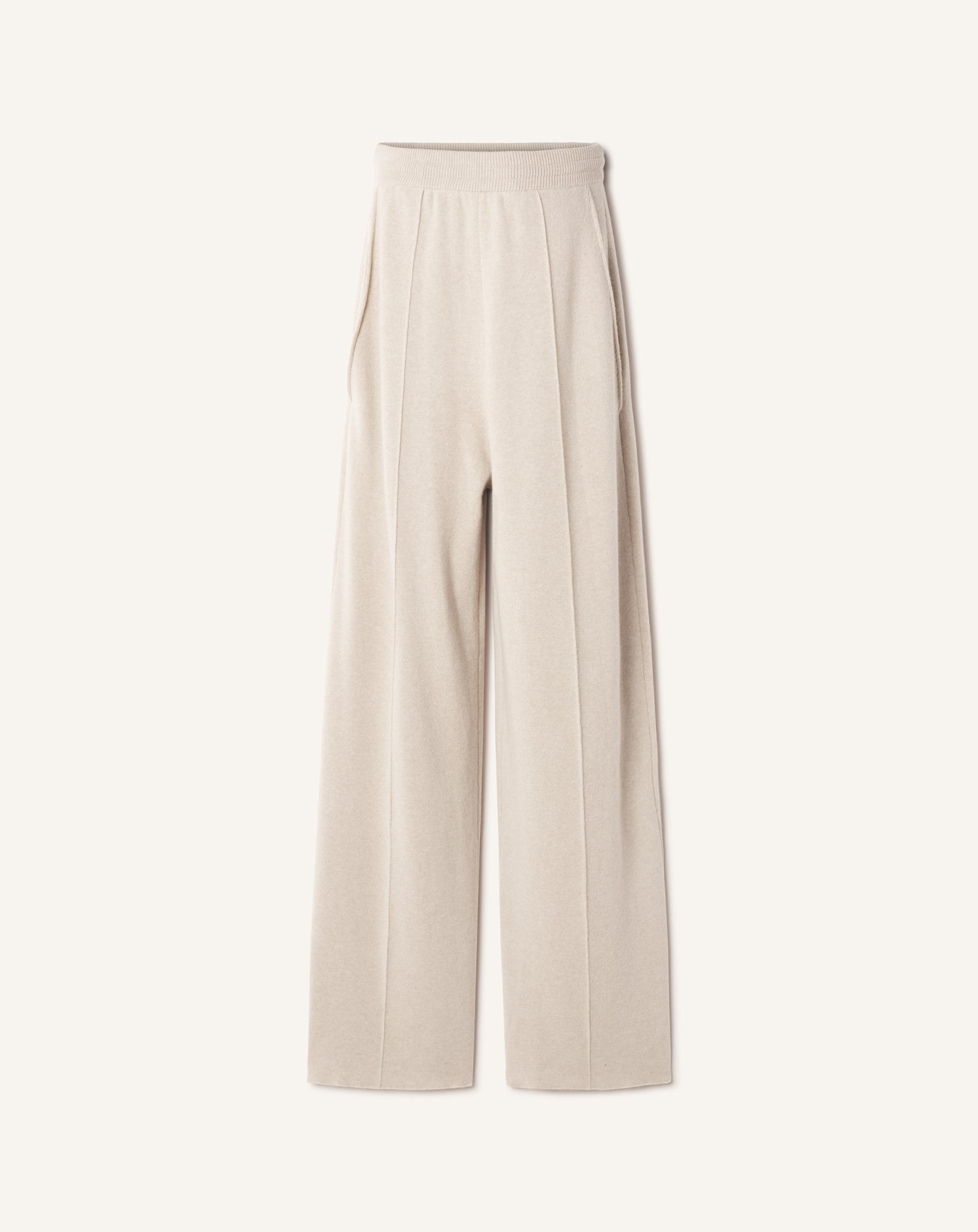 WHITE STRAIGHT-LEG PANTS IN WOOL AND CASHMERE