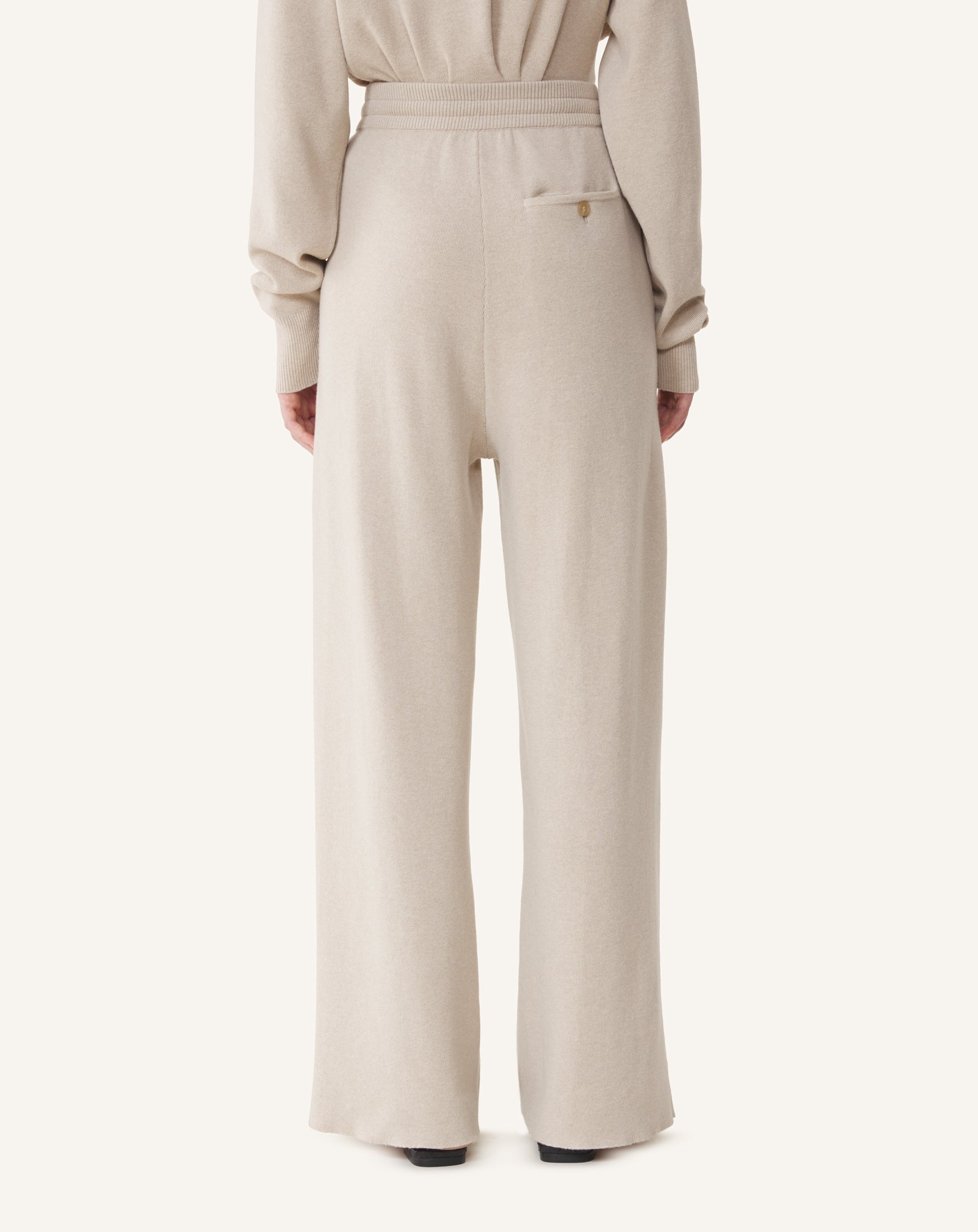 WHITE STRAIGHT-LEG PANTS IN WOOL AND CASHMERE