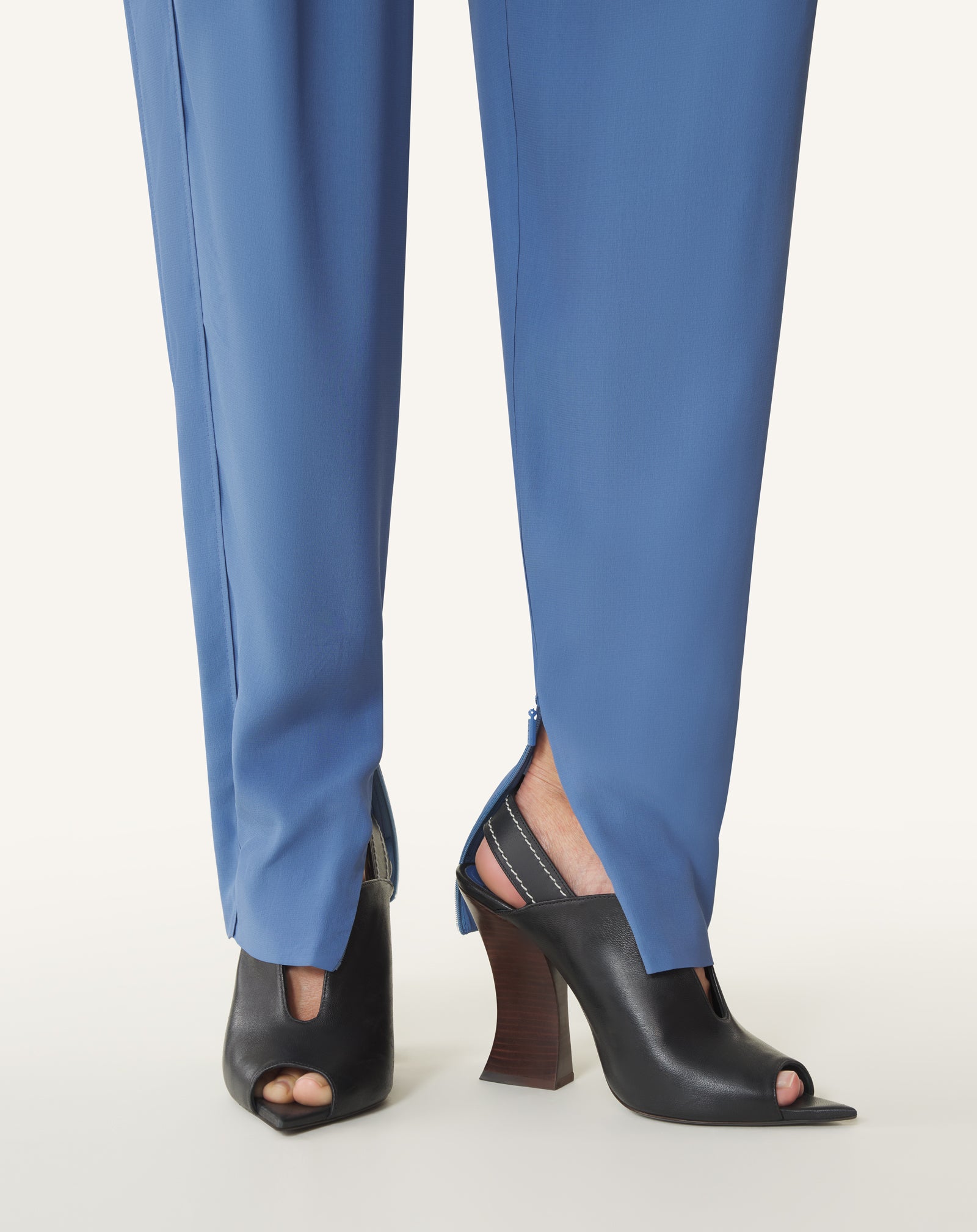 BLUE DRAPED PANTS IN CREPE DE CHINE