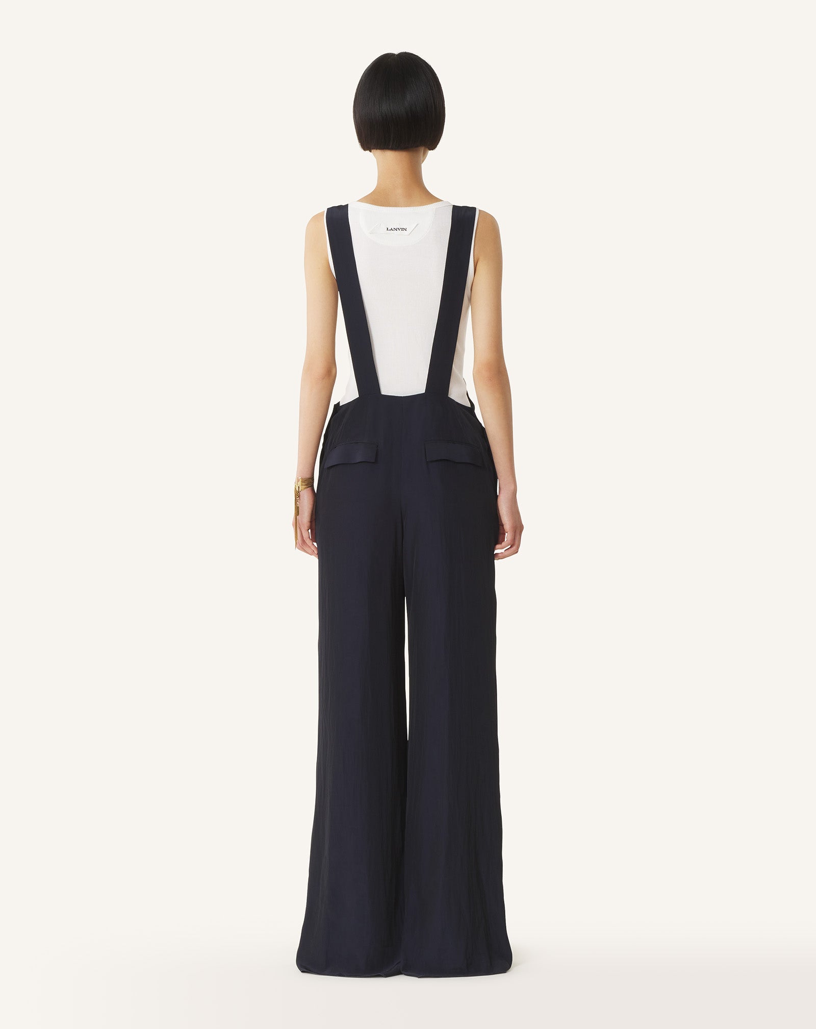 BLUE CHARMEUSE JUMPSUIT