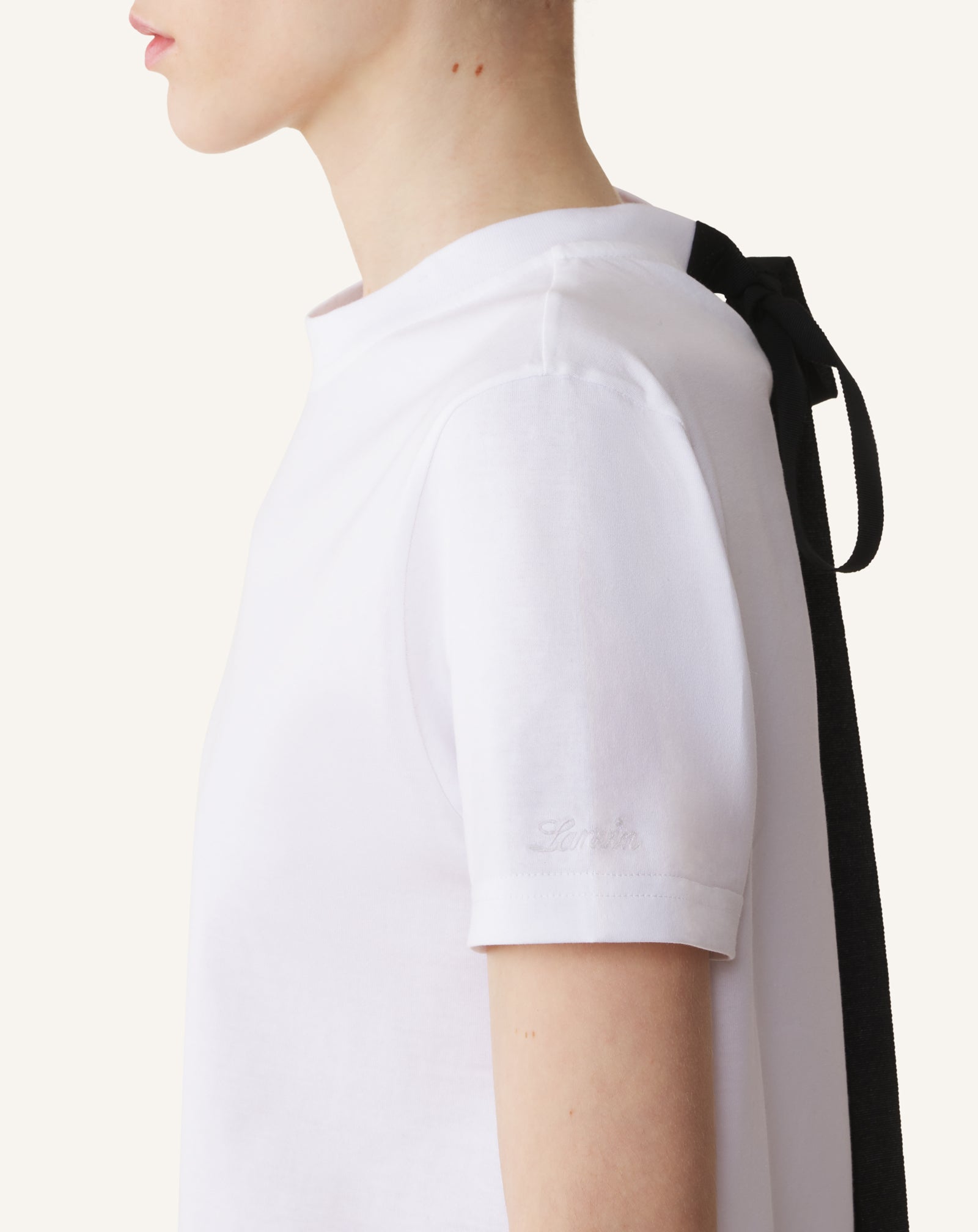 COTTON T-SHIRT WITH RIBBON DETAIL