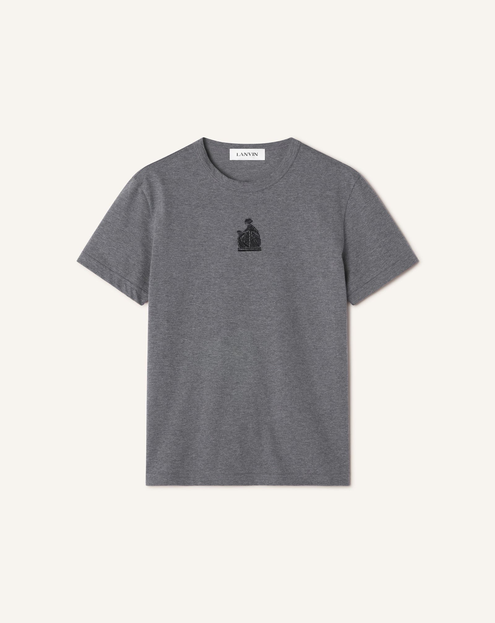 GREY MOTHER AND DAUGHTER EMBROIDERED JERSEY T-SHIRT