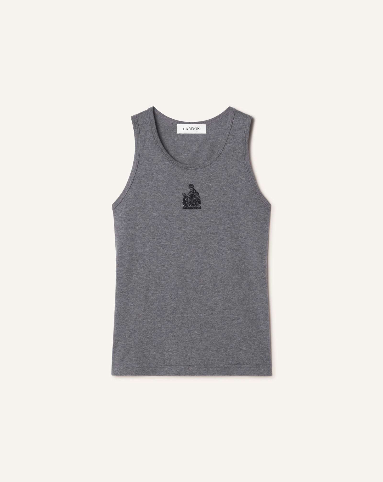 GREY MOTHER AND DAUGHTER EMBROIDERED JERSEY TANK TOP