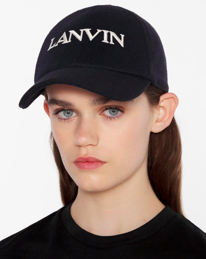 LANVIN WOOL CAP, NAVY BLUE