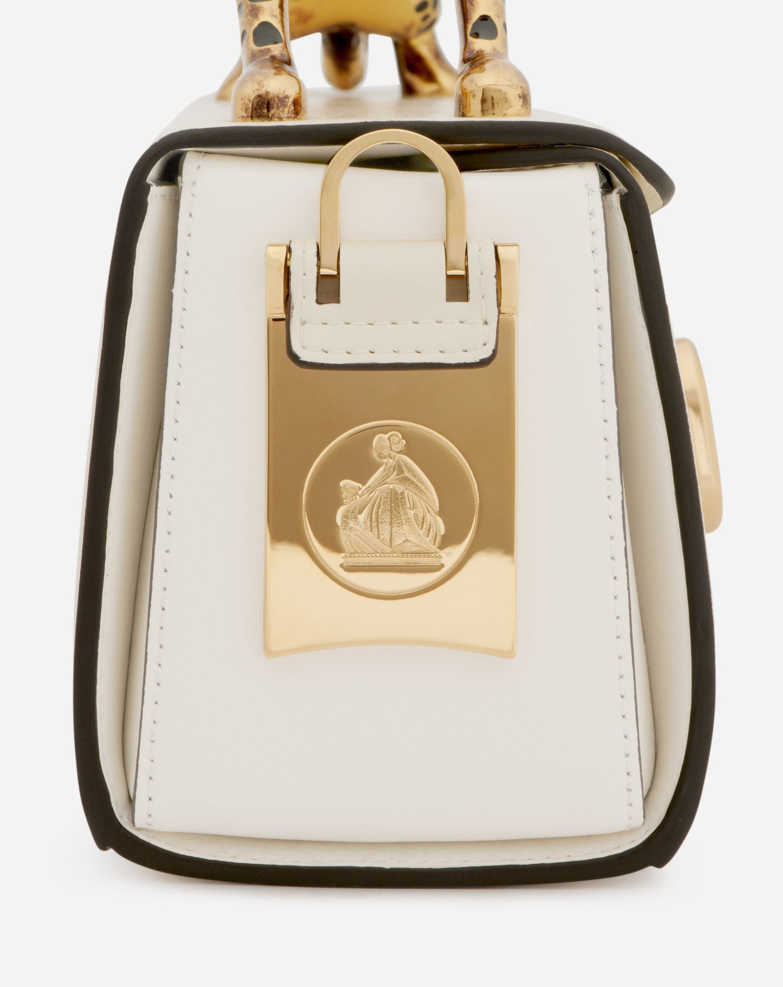 WHITE PENCIL CAT BAG IN SHINY LEATHER AND RHINESTONES