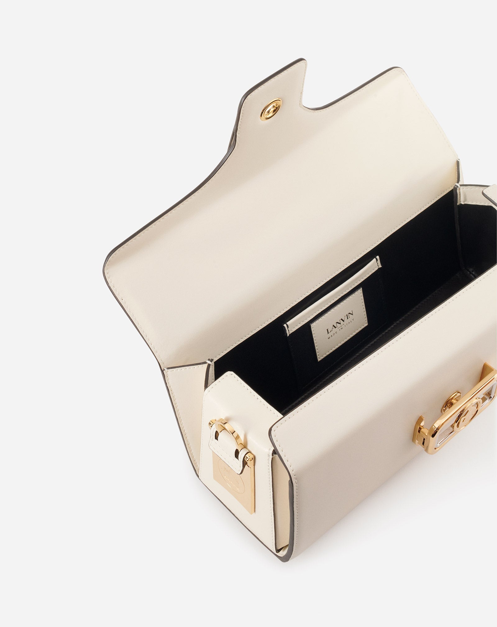 WHITE PENCIL CAT BAG IN SHINY LEATHER AND RHINESTONES