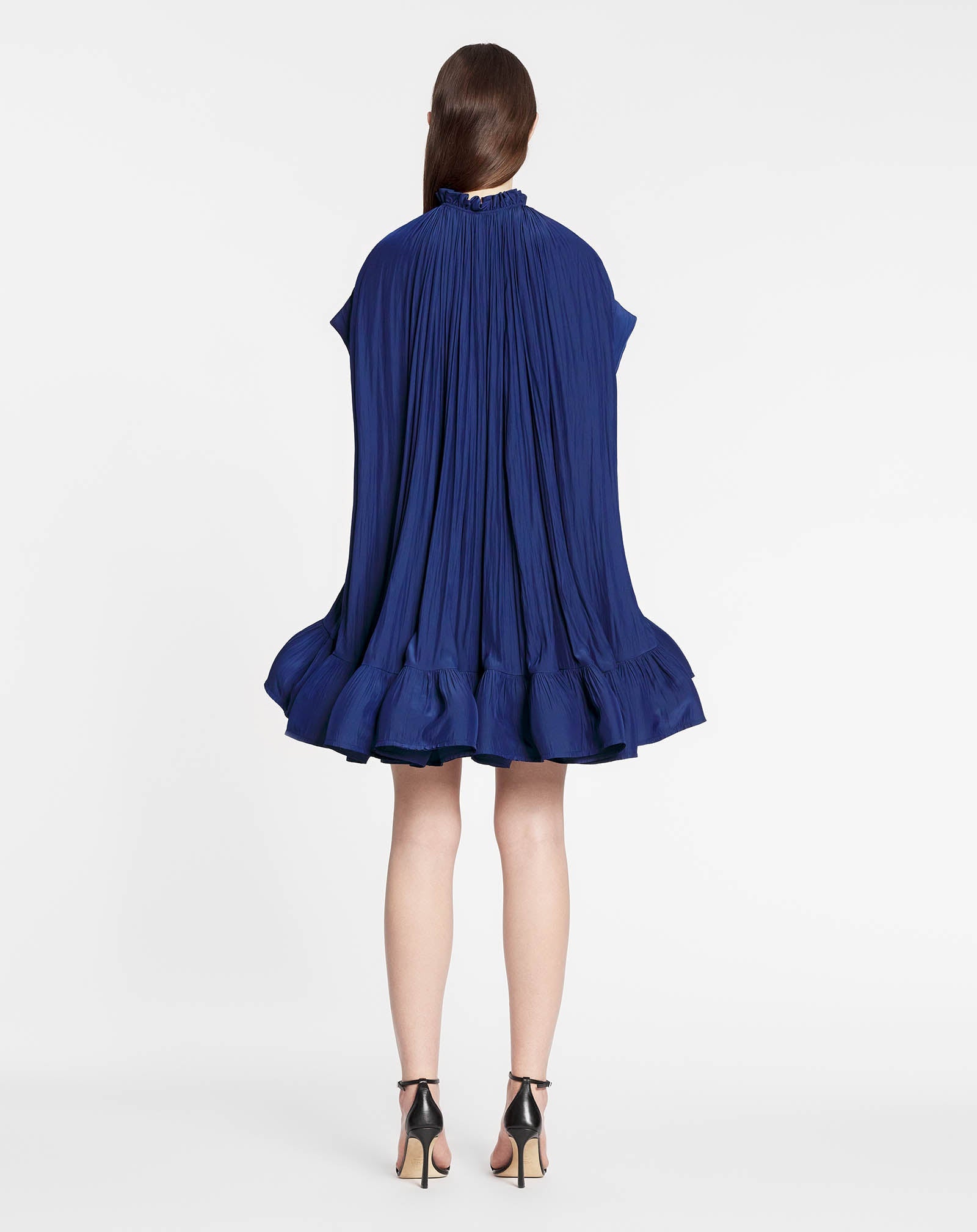 BLUE SHORT CHARMEUSE DRESS