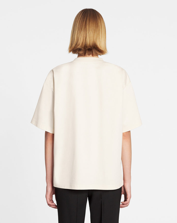 OVERSIZED EMBROIDERED CURB T-SHIRT, CREAM